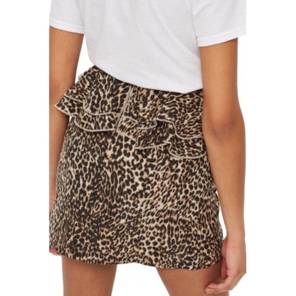 NWT Topshop Ruffle Leopard Peplum Mini Skirt 4 6 - Picture 2 of 6
